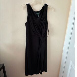 LAUREN Ralph Lauren Black Faux Wrap Dress Size 12 EUC